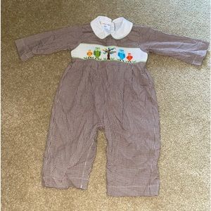 Boys Longsleeve smocked Outfit with Owls
